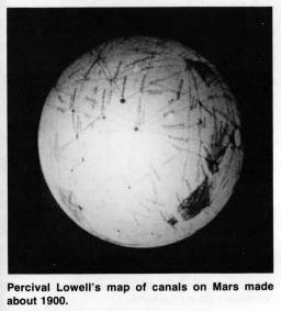 Percival Lowell's map of canals on Mars made about 1900.